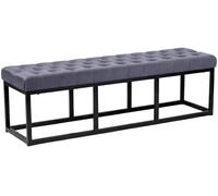 CLP Banco Polson, Moderno, Estructura de Metal Negro, Terciopelo capitoné, Protector de Suelos, para salón, Pasillo o Dormitorio, Color:Gris, Tamaño:150 cm