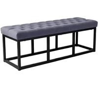 CLP Banco Polson, Moderno, Estructura de Metal Negro, Terciopelo capitoné, Protector de Suelos, para salón, Pasillo o Dormitorio, Color:Gris, Tamaño:120 cm