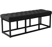 CLP Banco Polson, Moderno, Estructura de Metal Negro, Terciopelo capitoné, Protector de Suelos, para salón, Pasillo o Dormitorio, Color:Negro, Tamaño:120 cm