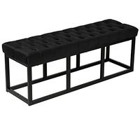 CLP Banco Acolchado Polson En Terciopelo I Banqueta Otomana En Estilo Velvet con Base Metálica Cuadrada I Banco Decorativo, Color:Negro, Tamaño:120 cm
