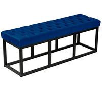 CLP Banco Acolchado Polson En Terciopelo I Banqueta Otomana En Estilo Velvet con Base Metálica Cuadrada I Banco Decorativo, Color:Azul, Tamaño:120 cm