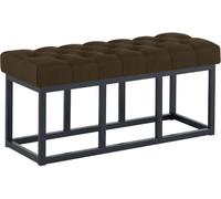 CLP Banco tapizado Amun para recibidor, Banco de Metal Negro con Pintura en Polvo Resistente, para Dormitorio, vestidor y Entrada Color marrón Tamaño 100 cm