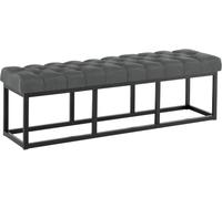 CLP Banco tapizado Amun para recibidor, Banco de Metal Negro con Pintura en Polvo Resistente, para Dormitorio, vestidor y Entrada Color Gris Oscuro Tamaño 150 cm