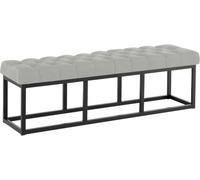 CLP Banco tapizado Amun para recibidor, Banco de Metal Negro con Pintura en Polvo Resistente, para Dormitorio, vestidor y Entrada Color Gris Tamaño 150 cm