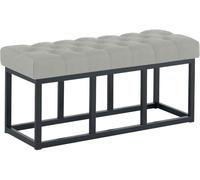 CLP Banco tapizado Amun para recibidor, Banco de Metal Negro con Pintura en Polvo Resistente, para Dormitorio, vestidor y Entrada Color Gris Tamaño 100 cm