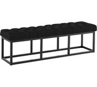 CLP Banco tapizado Amun para recibidor, Banco de Metal Negro con Pintura en Polvo Resistente, para Dormitorio, vestidor y Entrada Color Negro Tamaño 150 cm
