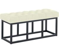 CLP Banco tapizado Amun para recibidor, Banco de Metal Negro con Pintura en Polvo Resistente, para Dormitorio, vestidor y Entrada Color Crema Tamaño 100 cm