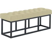 CLP Banco tapizado Amun para recibidor, Banco de Metal Negro con Pintura en Polvo Resistente, para Dormitorio, vestidor y Entrada Color Gris Pardo Tamaño 120 cm