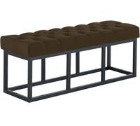 CLP Banco tapizado Amun para recibidor, Banco de Metal Negro con Pintura en Polvo Resistente, para Dormitorio, vestidor y Entrada Color marrón Tamaño 120 cm