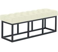 CLP Banco tapizado Amun para recibidor, Banco de Metal Negro con Pintura en Polvo Resistente, para Dormitorio, vestidor y Entrada Color Crema Tamaño 120 cm