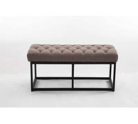 CLP Banco tapizado Amun para recibidor, Banco de Metal Negro con Pintura en Polvo Resistente, para Dormitorio, vestidor y Entrada Color Gris Pardo Tamaño 100 cm