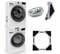 CLP Bastidor de conexión para lavadoras I Bastidor de instalación intermedio Ajustable para secadoras y lavadoras I Kit de apilado con Cinta tensora, Color:Blanco