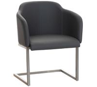 CLP Butaca De Salón Magnus Tapizada En Simil Cuero I Silla De Espera con Base De Acero INOX. I Silla De Comedor En Estilo Cantiléver, Color:Gris