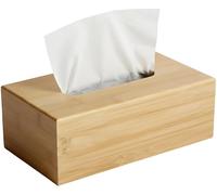 CLP Caja de pañuelos de Madera Natural Kalmia, dispensador de pañuelos de bambú, Caja de pañuelos cosméticos rellenable para baño y Cocina, Color:Natura