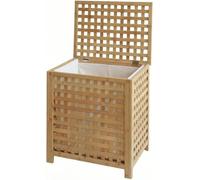CLP Caja de ropa sucia Ronthy, recolector de ropa de madera, bolsa de lavandería extraíble y lavable de 70L, estructura de bambú para baño, Color:natura