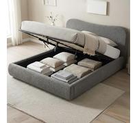 CLP Cama tapizada con Almacenamiento Maido, Estructura de Cama para colchones, somier con Mecanismo Elevador, Cama Doble con Tejido Teddy, Color:Gris Oscuro, Tamaño:160x200 cm