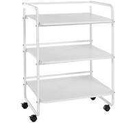 CLP Carro PL902 I Carro para aparatos con Ruedas I Carro para cosméticos con Tres estantes de Madera I Carro Multiuso, Color:Blanco