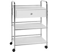 CLP Carro PL912 I Carro para aparatos con Ruedas I Carro para cosméticos con cajón y Tres estantes I Carro Multiuso, Color:Blanco