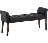CLP Chaise Longue Cleopatra con Tapizado de Tela I Banco Largo Acolchado en Estilo Chesterfield I Silla Larga I Color, Color:Gris Oscuro, Color del Marco:Envejecido Oscuro