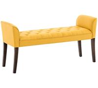 CLP Chaise Longue Cleopatra con Tapizado de Tela I Banco Largo Acolchado en Estilo Chesterfield I Silla Larga I Color, Color:Amarillo, Color del Marco:Envejecido Oscuro