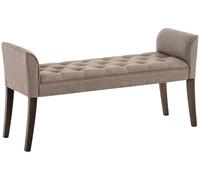 CLP Chaise Longue Cleopatra con Tapizado de Tela I Banco Largo Acolchado en Estilo Chesterfield I Silla Larga I Color, Color:Gris Pardo, Color del Marco:Envejecido Oscuro