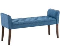 CLP Chaise Longue Cleopatra con Tapizado de Tela I Banco Largo Acolchado en Estilo Chesterfield I Silla Larga I Color, Color:Azul, Color del Marco:Envejecido Oscuro