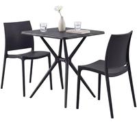 CLP Conjunto de Jardin apilable Amino con 2 sillas y Mesa, Muebles de Balcon Resistentes a la Intemperie de plastico para Jardin, Balcon, Color:Negro