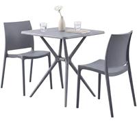 CLP Conjunto de Jardin apilable Amino con 2 sillas y Mesa, Muebles de Balcon Resistentes a la Intemperie de plastico para Jardin, Balcon, Color:Gris