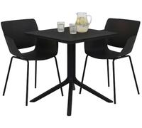 CLP Conjunto de Jardin Lirra Resistente a la Intemperie con 2 sillas y Mesa Cuadrada, Set de 3 Piezas para Jardin, terraza y Balcon Color Negro