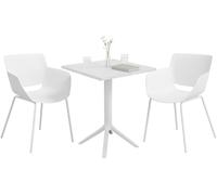 CLP Conjunto de Jardin Norva Resistente a la Intemperie, con 2 sillas Estilo Lounge y Mesa Cuadrada, Set de 3 Piezas para Jardin, Color:Blanco