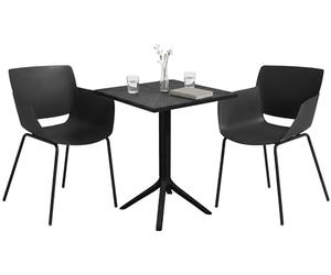 CLP Conjunto de Jardin Norva Resistente a la Intemperie, con 2 sillas Estilo Lounge y Mesa Cuadrada, Set de 3 Piezas para Jardin, Color:Negro