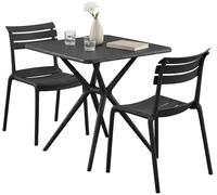 CLP Conjunto de jardín Vela Resistente a la Intemperie, con 2 sillas apilables y Mesa Cuadrada 72x72cm. Ideal para balcón, terraza y jardín, Color:Negro