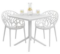 CLP Conjunto de Muebles de Jardin apilable Avara con 2 sillas Grupo Moderno para Balcon terraza Jardin Resistente al Clima plastico Color:Blanco