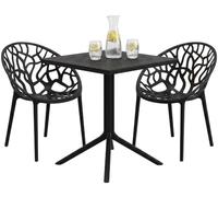 CLP Conjunto de Muebles de Jardin apilable Avara con 2 sillas Grupo Moderno para Balcon terraza Jardin Resistente al Clima plastico Color:Negro