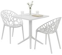 CLP Conjunto de Muebles de Jardin Neriva Resistente a la Intemperie, con 2 sillas y Mesa Cuadrada, Set de 3 Piezas para Jardin, terraza y Balcon, Color:Blanco