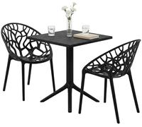 CLP Conjunto de Muebles de Jardin Neriva Resistente a la Intemperie, con 2 sillas y Mesa Cuadrada, Set de 3 Piezas para Jardin, terraza y Balcon, Color:Negro