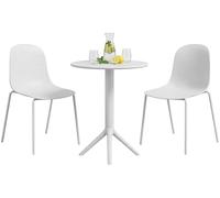 CLP Conjunto de Muebles de Jardin Resistente a la Intemperie Torin con 2 sillas apilables y Mesa Redonda de 60 cm para Balcon, terraza y Jardin, Color:Blanco