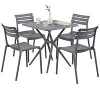 CLP Conjunto de Muebles de Jardín Vela Resistente a la Intemperie, con 4 Sillas Apilables y Mesa Cuadrada 72x72cm, para Balcón, Terraza y Jardín, Color:Gris Oscuro