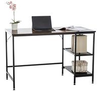 CLP Escritorio Oviedo De Madera con Estante Adosado I Mesa para Ordenador con Pies Ajustables En Altura, Color:Negro/marrón