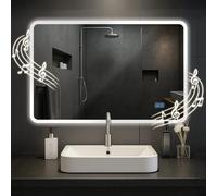 CLP Espejo de baño Jericho con iluminación, Altavoz Bluetooth, Espejo de baño antivaho, Espejo de Pared LED Regulable, 3 Modos de luz, Tamaño:70x100 cm