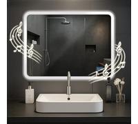 CLP Espejo de baño Jericho con iluminación, Altavoz Bluetooth, Espejo de baño antivaho, Espejo de Pared LED Regulable, 3 Modos de luz, Tamaño:60x80 cm