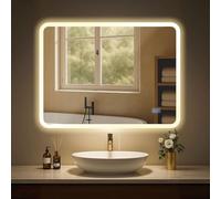 CLP Espejo de baño Jericho con iluminación, Espejo de baño antivaho, Espejo de Pared con luz LED, Regulable, 3 Modos de luz, Tamaño:60x80 cm