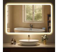CLP Espejo de baño Jericho con iluminación, Espejo de baño antivaho, Espejo de Pared con luz LED, Regulable, 3 Modos de luz, Tamaño:70x100 cm
