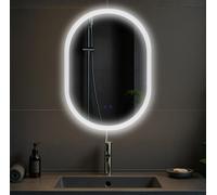 CLP Espejo de baño Karishma 70x50 cm, Espejo de baño antivaho, Iluminación LED Regulable, 3 Modos de luz, con y sin Bluetooth, Contenido del Set:sin Bluetooth