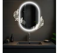 CLP Espejo de baño Karishma 70x50 cm, Espejo de baño antivaho, Iluminación LED Regulable, 3 Modos de luz, con y sin Bluetooth, Contenido del Set:con Bluetooth