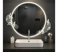 CLP Espejo de baño Laconia con iluminación, Altavoz Bluetooth, Espejo de baño antivaho, Espejo de Pared Redondo LED Regulable, Tamaño:Ø 80