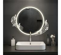 CLP Espejo de baño Laconia con iluminación, Altavoz Bluetooth, Espejo de baño antivaho, Espejo de Pared Redondo LED Regulable, Tamaño:Ø 60