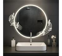 CLP Espejo de baño Laconia con iluminación, Altavoz Bluetooth, Espejo de baño antivaho, Espejo de Pared Redondo LED Regulable, Tamaño:Ø 70