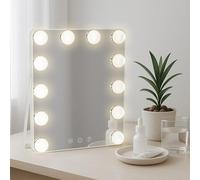 CLP Espejo de Maquillaje Balian con iluminación, Espejo de Maquillaje LED 3 Colores de luz, conexión USB-C y Compartimento para Pilas, Color:Blanco