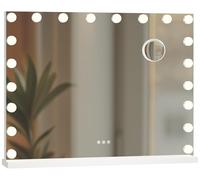 CLP Espejo de Maquillaje Norlina 80x60cm I Espejo cosmético con Aumento I Iluminación LED Regulable I con 3 Modos de iluminación, Color:Blanco, Contenido del Set:con Bluetooth
